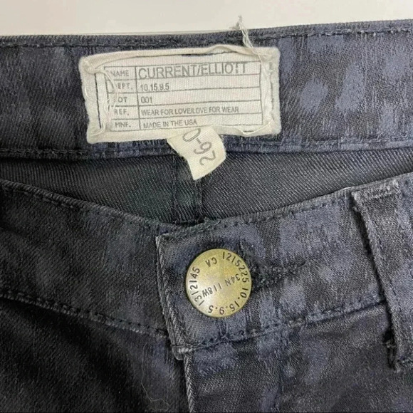Current Elliot Leopard Print The Stiletto Black Skinny Jeans Size 26 - Picture 6 of 8